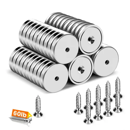 Miniatura 12 de Imanes de taza con agujero avellanado, imán con tornillo, imanes con base redonda con fuerza de sujeción industrial, 60 libras de fuerza