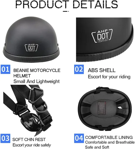 Miniatura 5 de Casco retro para jóvenes y adultos, casco clásico, medio casco, casco de motocicleta de perfil bajo, casco abierto para hombres y mujeres, aprobado