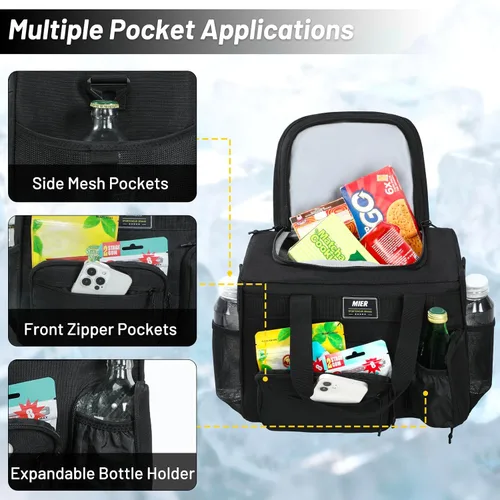 Miniatura 6 de MIER Lonchera Grande para Hombres Mujeres Adultos Hielera Aislada de Lados Suaves 30 Latas Bolsa de Almuerzo a Prueba de Fugas Plegable para Trabajo