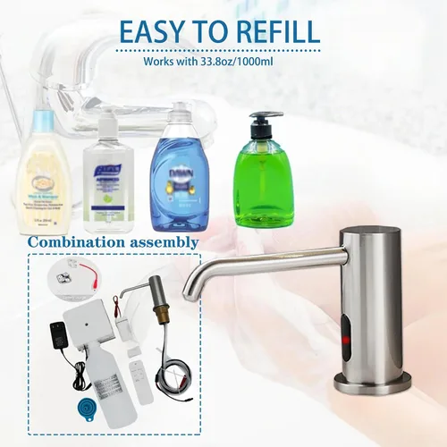 Miniatura 6 de Dispensador automático de jabón sin contacto para cocina y baño, dispensador de jabón eléctrico comercial integrado, sensores infrarrojos mejorados