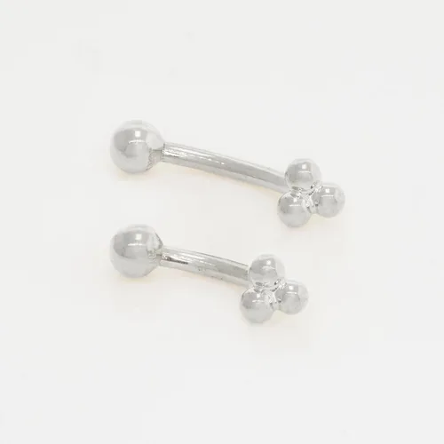 Miniatura 5 de ANYGOLDS 14K Solid Gold Floral Trinity Curved Barbell Earring - 16gauge Eyebrow, Cartilage, Daith & Helix Piercing Jewelry - Tragus, Conch, Rook &