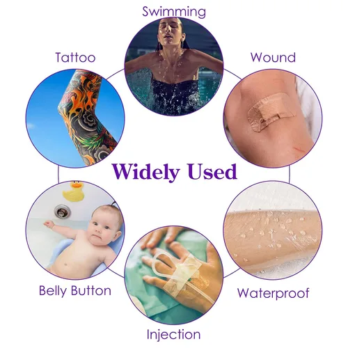 Miniatura 3 de Vendaje de cuidado posterior para tatuajes, 6 pulgadas x 2 yardas, película transparente impermeable para segunda piel, curación, vendajes adhesivos