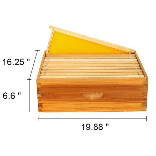 Miniatura 2 de Honey Lake Caja mediana de 10 marcos para colmena de abejas, caja de abeja súper miel Langstroth sumergida en cera de abeja, incluye marcos