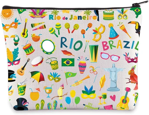 WZMPA Bolsa de viaje de Brasil - Río de Janeiro regalos de recuerdo maquillaje bolsa con cremallera bolsa para viaje mercancía, Río Brasil, Bolsa de