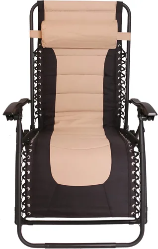 Miniatura 4 de BTEXPERT Silla reclinable plegable acolchada de gran tamaño con gravedad cero, color negro y marrón