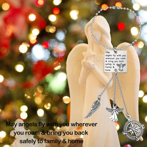 Miniatura 7 de WUSUANED Llavero de viajero de regalo con texto en inglés "May Angels Fly With You Wherever You Roam