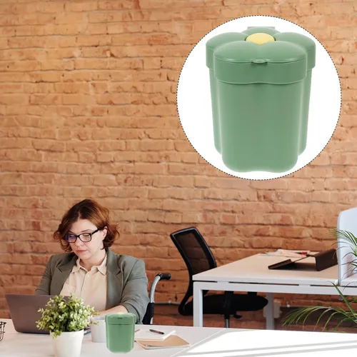 Miniatura 9 de Operitacx Tapa de cubo de basura en forma de flor, bonito contenedor de basura para dormitorio, oficina y baño, elegante diseño decorativo que