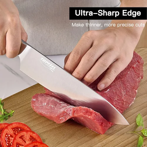Miniatura 2 de Topfeel Juego de cuchillos de chef profesional, cuchillo afilado, juego de cuchillos de cocina alemanes de acero inoxidable de alto carbono, 3