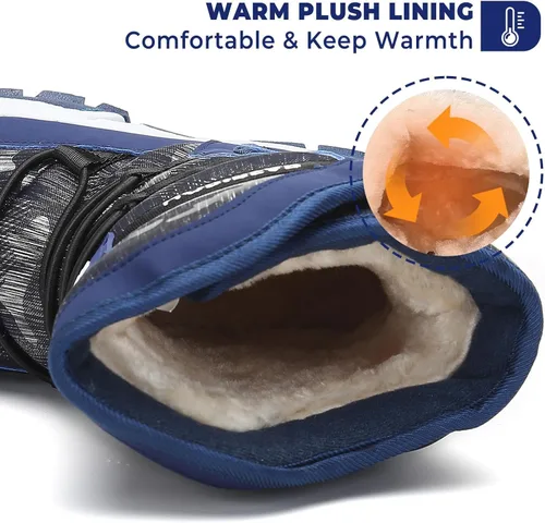 Miniatura 3 de Mishansha - Botas de nieve para niñas, niños niños pequeños niños grandes invierno, cálidas, impermeables, antideslizantes, anti colisión, corte
