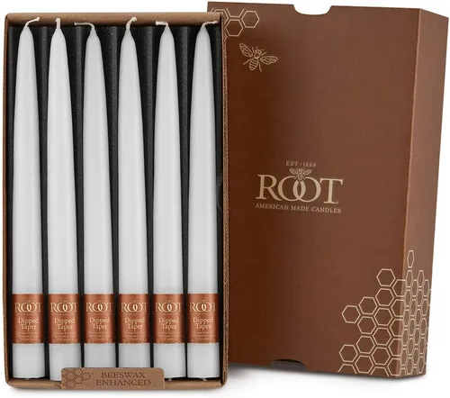 Miniatura 19 de Root Candles Juego de 12 velas cónicas sin aroma, lisas sumergidas a mano, sin goteo, cera de abeja mejorada, en caja, 9 pulgadas, verde salvia