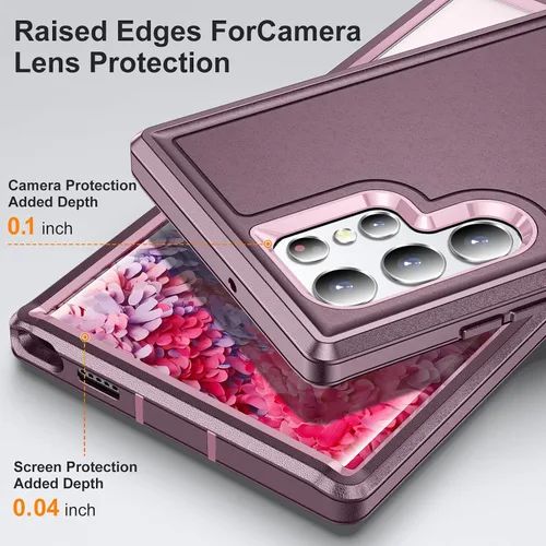 Miniatura 5 de Funda protectora de grado militar de 3 capas para Samsung Galaxy S22 Ultra con función atril de silicona resistente a prueba de golpes para Galaxy