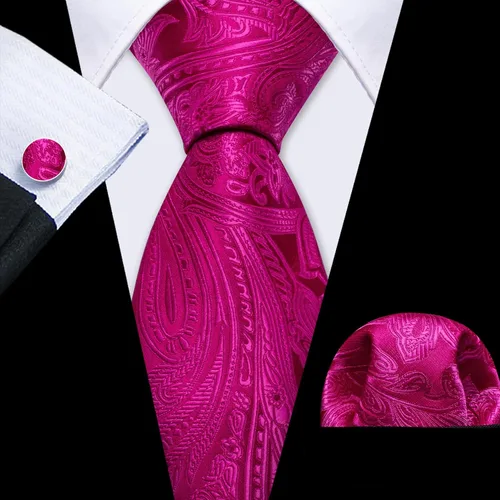 Miniatura 149 de Barry.Wang - Juego de corbata de seda para hombre, diseño de cachemira, pañuelo y gemelos de bolsillo