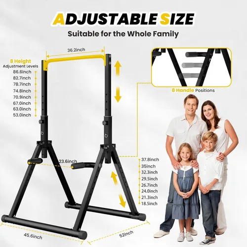 Miniatura 2 de DOBESTS Power Tower Pull Up Bar Free Standing, Adjustable Foldable Pull Up Station, Home Gym Strength Training Equipment 700LBS Negro Estilo 4-Barra
