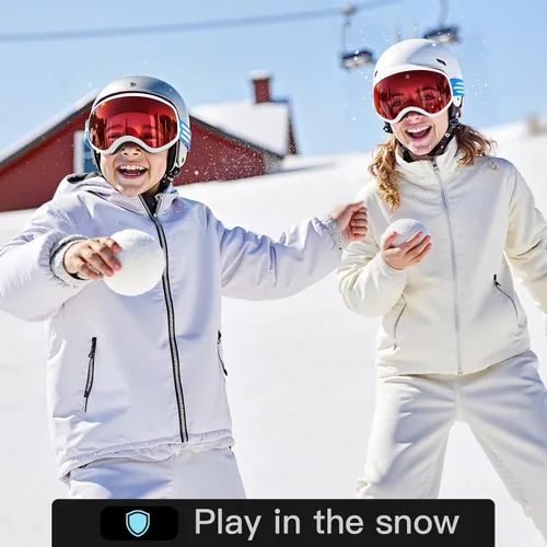 Miniatura 6 de Gafas de esquí para niños, gafas de esquí de nieve para niños, jóvenes, adolescentes, niños y niñas de 5 a 14 años 03.white con lente plateada