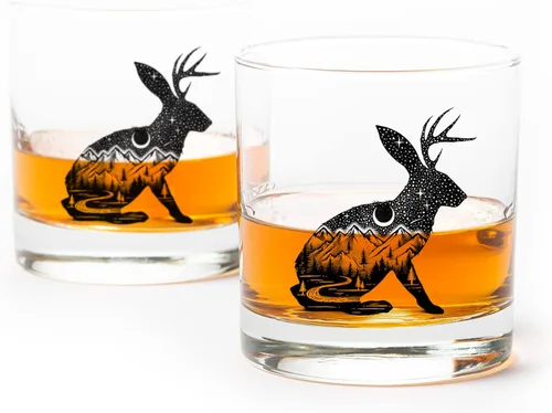 Miniatura 10 de Juego de vasos de whisky Black Lantern Buffalo Landscape de 2 vasos de 11oz con base pesada para bourbon, whisky y cócteles Regalo