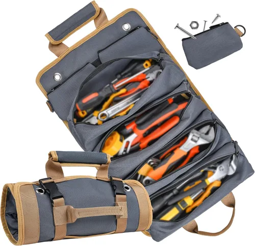 Miniatura 8 de Bolsa de herramientas, bolsas de herramientas para hombres, organizador de herramientas resistente, bolsa de herramientas enrollable portátil, Verde