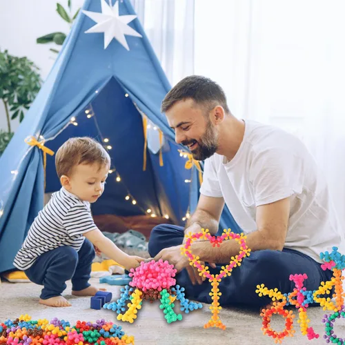 Miniatura 6 de TOMYOU 200 Piezas Bloques de Construcción Niños Juguetes STEM Conjuntos de Discos Educativos Entrelazados de Plástico Sólido para Niños y Niñas