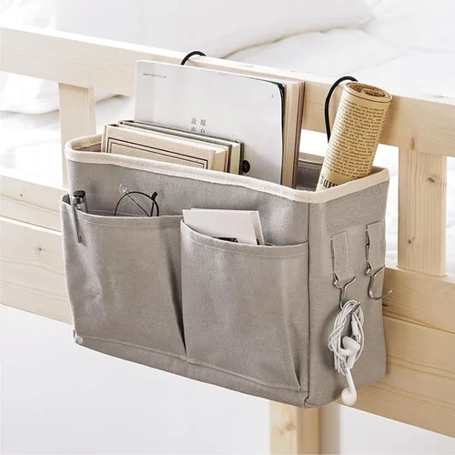 Miniatura 4 de Cosiki Bolsa de almacenamiento para colgar junto a la cama, mesita de noche, organizador de escritorio colgante para cabeceros, literas