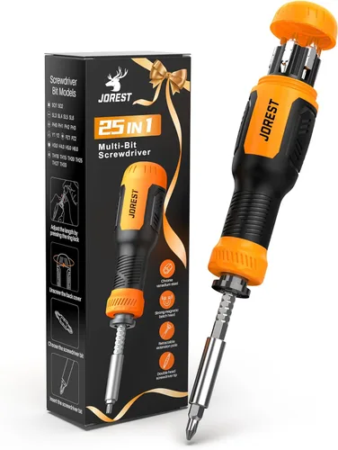 JOREST Juego de destornilladores multibit 25 en 1, herramienta magnética multiherramienta todo en uno, destornillador con Torx, cabeza plana,