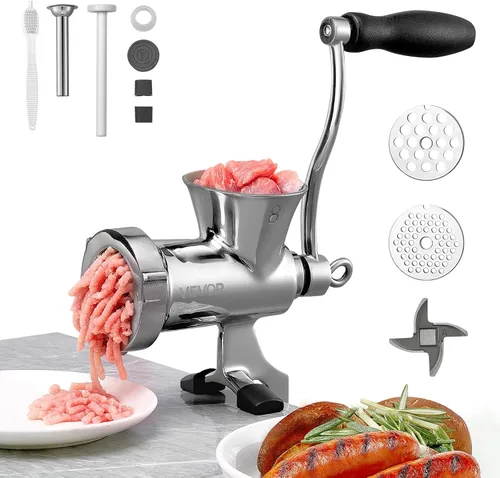 Miniatura 14 de VEVOR Molinillo de Carne Manual, Molinillo de Carne de Acero Inoxidable 304 con Abrazadera de Mesa de Acero, #12 Picadora de Carne para Salchichas