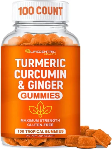 Gomitas de cúrcuma para adultos y niños | Max Strength Anti Inflamatoria Cúrcuma y Gomas de jengibre Suplemento | Vegano orgánico Natural Cúrcuma