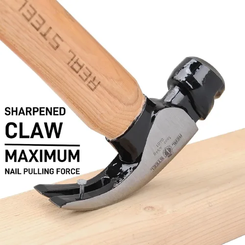 Miniatura 4 de REAL STEEL Martillo de garra curvada de cabeza magnética de 16 onzas con mango de madera de nogal garra con cara lisa 0401
