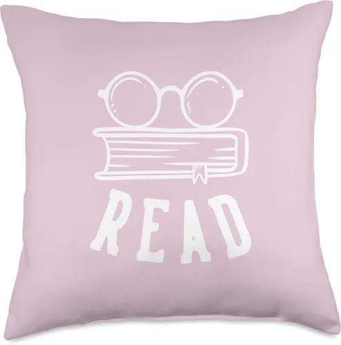 Read Book Readers Books Reader Glasses Pink Throw Pillow