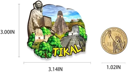Miniatura 3 de Tikal Guatemala - Imán de madera para nevera, monumentos en 3D, para viajes, coleccionables, recuerdos, decoración hecha a mano, 2