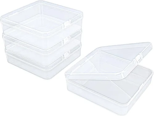 Miniatura 9 de Goodma 30 contenedores cuadrados vacíos de plástico transparente con tapas con bisagras para objetos pequeños y otros proyectos de manualidades