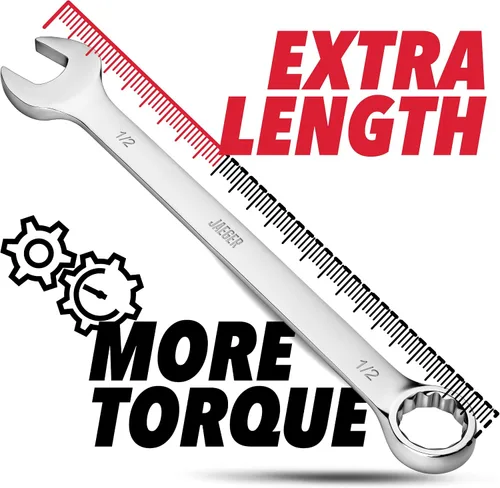 Miniatura 3 de Jaeger 1/2 Inch Combination Wrench with 15° Offset Box End – Heavy-Duty Metric Wrench with 12-Point Box End, High-Strength Steel, Automotive, and