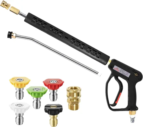 YAMATIC Pistola de lavado a presión de 5000 PSI - Enchufe giratorio de 3/8" y acoplador M22-14mm, mango de gatillo de varilla de extensión de