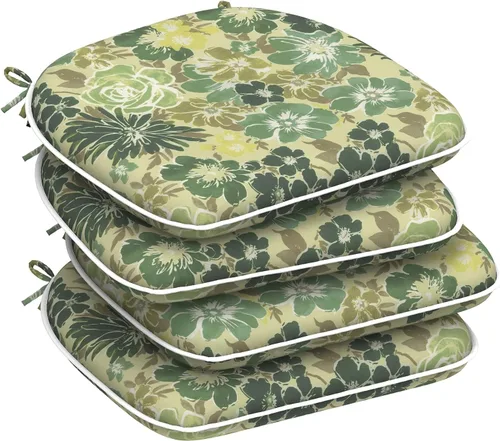 Miniatura 63 de DYTXIII Juego de 2 cojines para sillas de exterior con lazos, almohadillas repelentes al agua para sillas de patio de 17 x 16 pulgadas para muebles