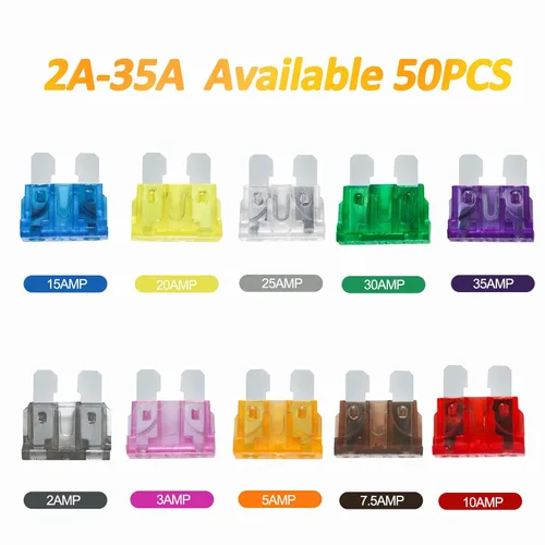 Miniatura 2 de Kit surtido de fusibles planos estándar para automóviles – 30 piezas de fusible estándar (2A/3A/5A/7.5A/10A/15A/20A/25A/30A/35A) para fusibles