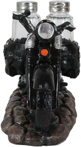 Miniatura 5 de Ebros Gift Spice Up The Open Roads Old Retro Vintage Black Chopper Motocicleta Sal y Pepper Shakers Holder Stand Figurine Choppers Bikers