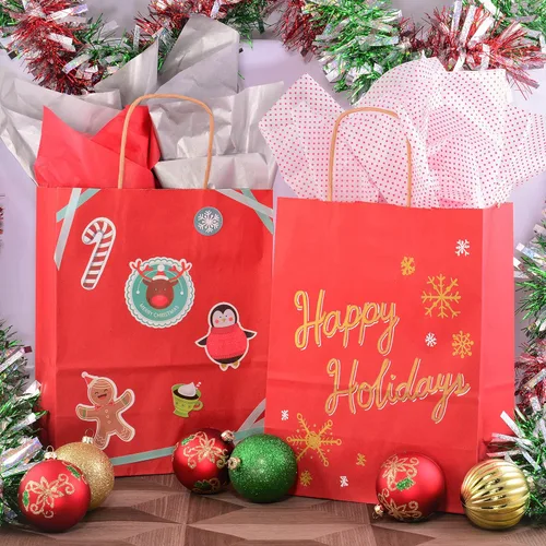 Miniatura 5 de Prime Line Packaging Bolsas de regalo rojas, bolsas de regalo de papel kraft mini con asas, bolsas de mano para vacaciones, regalos de Navidad