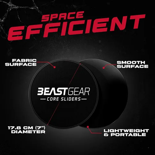 Miniatura 3 de Deslizadores Core de Beast Gear – Discos deslizantes de doble cara para ejercicios abdominales – Alfombras y suelos duros