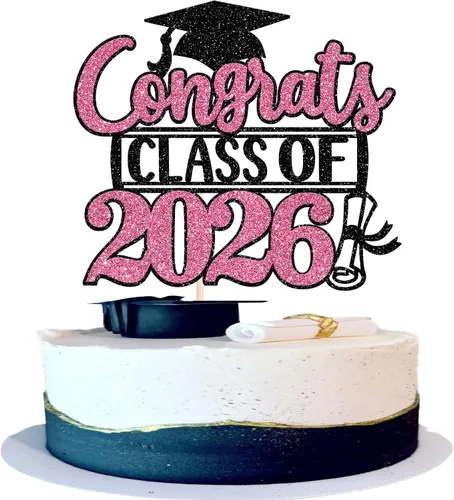 Miniatura 16 de Rsstarxi 1 paquete de 2026 con tapa de graduación 2026, decoración de pastel de felicitaciones graduadas para decoración de fiesta de graduación