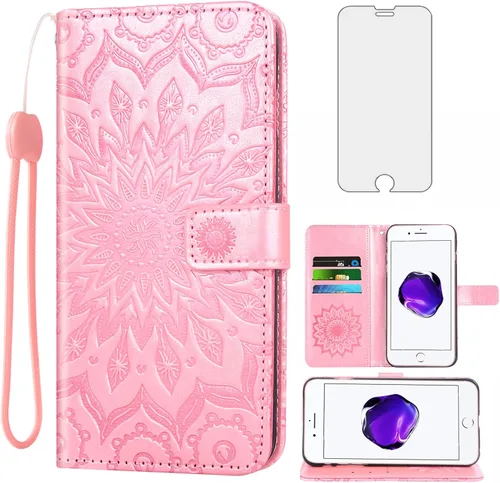 Miniatura 10 de Funda de teléfono para iPhone 7plus 8plus 7/8 Plus con protector de pantalla de vidrio templado, funda de cuero con tapa para tarjetero, accesorios