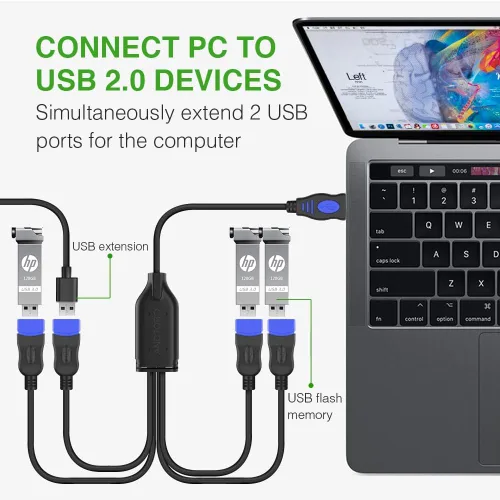 Miniatura 5 de ANDTOBO Divisor USB 1 a 4, USB 2.0 Y Splitter Cable de carga USB 1 macho a 4 hembra, cable de alimentación de extensión