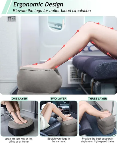 Miniatura 8 de Almohada inflable de viaje y almohada inflable para descanso de pies, artículos esenciales de viaje para adultos, ideal para avión, oficina, hogar