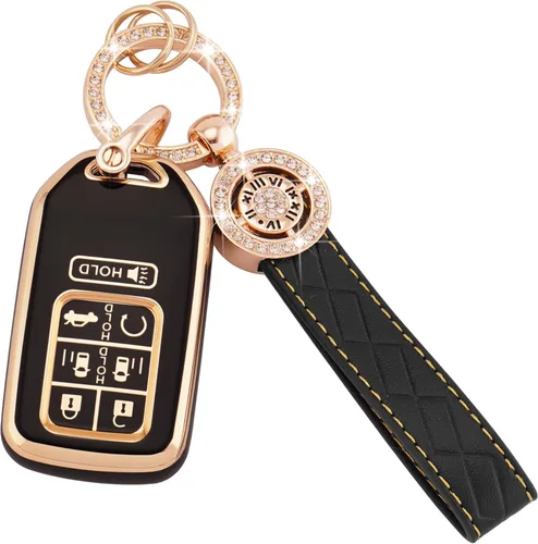 Miniatura 17 de EKALA para Funda de Llavero con Llavero de Cuero, Funda de Tecla de 5 Botones TPU Compatible con 2007-2018 Wrangler Compass Patriot, Dodge Ram