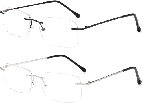 Miniatura 8 de 2 pares de anteojos de lectura bifocales transparentes sin montura con bloqueo de luz azul, lectores para hombres y mujeres, anteojos muy cerca