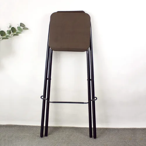 Miniatura 6 de Taburete de bar plegable moderno de acero para desayuno, asiento de plástico, sillas plegables para exteriores, silla de comedor impermeable