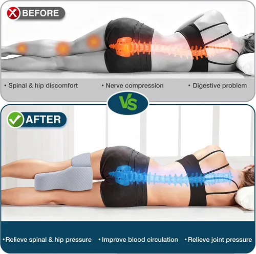 Miniatura 4 de Almohada de rodilla para dormir de lado con alivio del dolor de cadera, almohada de pierna para dormir de lado con correa ajustable, alivio