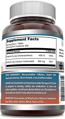 Miniatura 2 de Amazing Formulas - Suplemento de calcio con vitamina D3 Tabletas Sin OMG Sin gluten Fabricado en Estados Unidos (1 paquete 500 unidades)