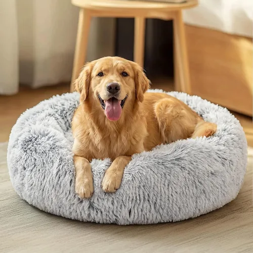 Miniatura 19 de JOLLYVOGUE - Cama para perros y gatos, cama relajante y antiestrés para mascotas y perros pequeños, cojín esponjoso en forma de dona para mascotas