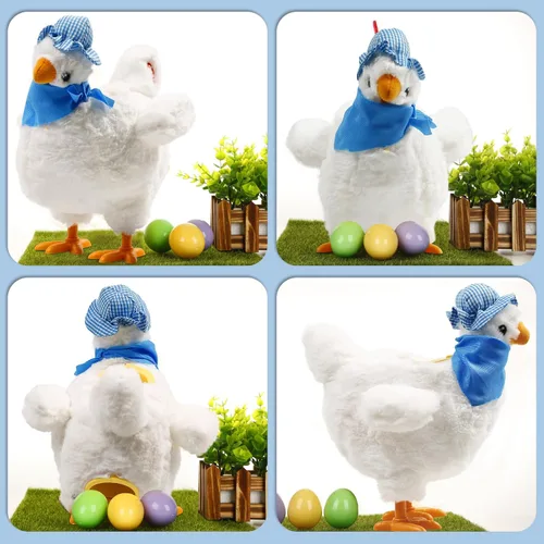 Miniatura 5 de SOMOYA - Juguete de pollo eléctrico de peluche poniendo huevos, juguete loco que baila con sonido y música, juguete de animales, juguetes de Pascua