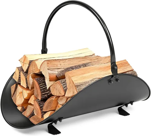 AMAGABELI GARDEN & HOME Soporte para Troncos de Chimenea Interior Soporte de Cesta de Leña Portador Estante de Metal para Madera Rack para Leña