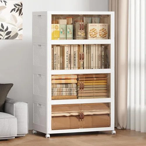 Miniatura 9 de SAILUN 321QT/80Gal Contenedores de almacenamiento apilables con tapa, contenedores de almacenamiento plegables con puertas, armario plegable