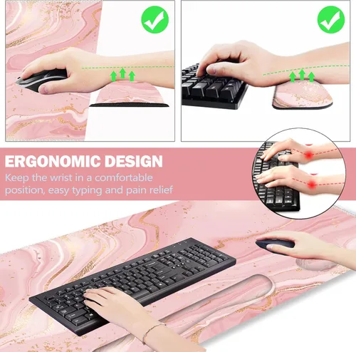 Miniatura 4 de ARTSO Juego de Alfombrilla de Mouse Extendida para Juegos, Reposamuñecas para Teclado + Reposamuñecas + Alfombrilla de Mouse XXL Grande + Posavasos